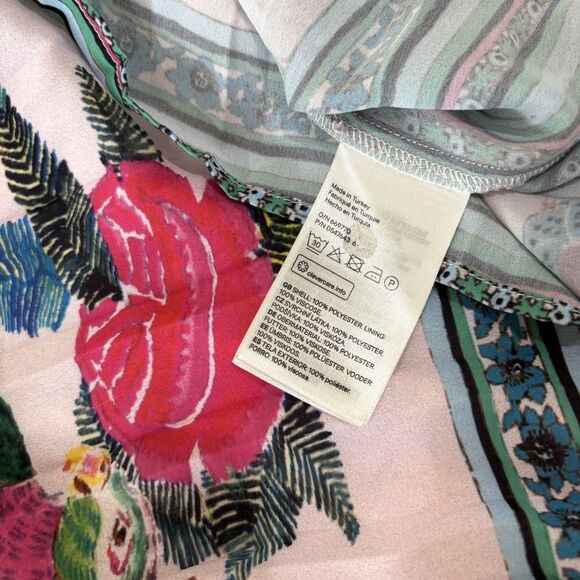 H&M Pink Pleated Jungle Print Midi Dress 6 Strappy Lace Up Back Tropical Animals - Picture 11 of 12